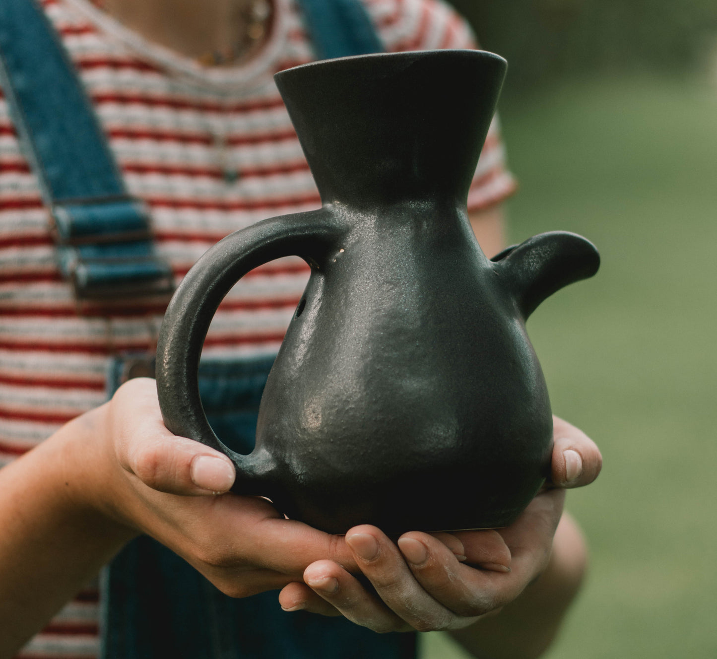 Handmade ceramic pour over coffee maker crafted by Costa Rican artisan